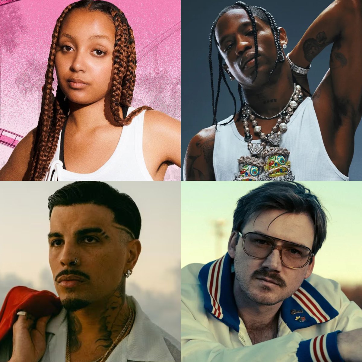updatecharts's tweet photo. Confira os artistas que devem estar na trilha sonora ou inclusos no novo “GTA VI”:

• PinkPantheress
• Travis Scott
• Morgan Wallen
• Raúl Alejandro
• Future
• Yung Lean
• Metro Boomin
• Keith Richards dos Rolling Stones
• CA7RIEL &amp; Paco Amoroso
• Fred again https://t.co/2mDTuO65oh