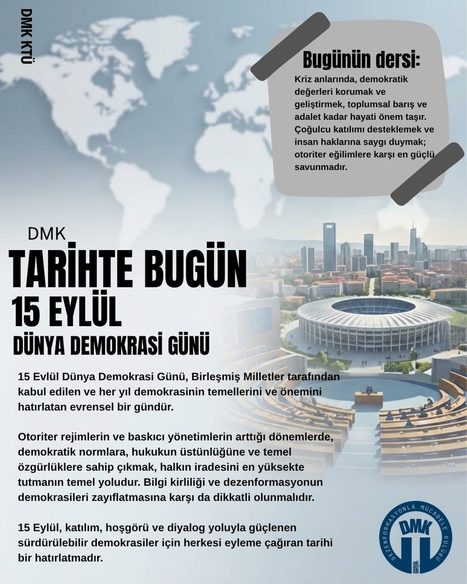 ktudmk's tweet photo. 🌍 15 Eylül Dünya Demokrasi Günü https://t.co/nFP6zm0hJZ