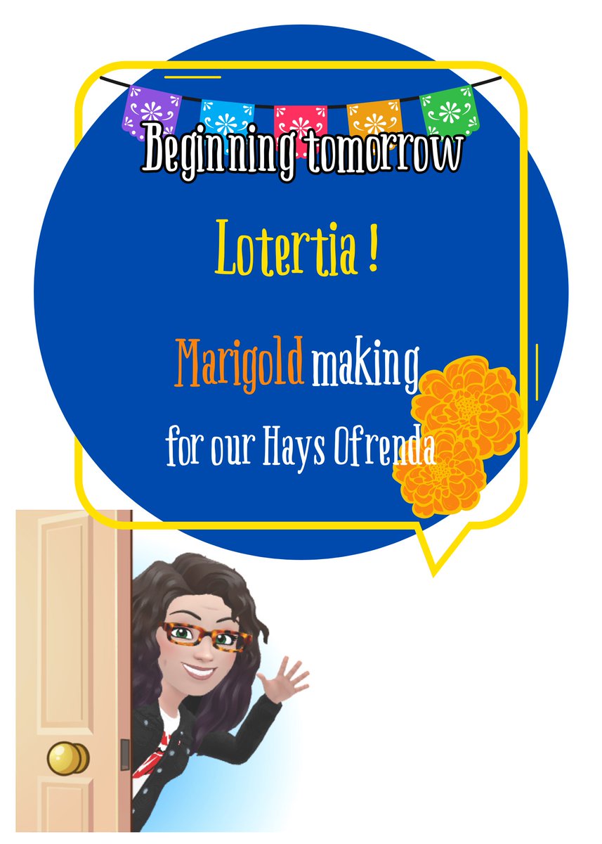 HaysMSHawksLib's tweet photo. In celebration of Hispanic Heritage Month, the library will be hosting Loteria in the mornings and during lunches, as well, as marigold making for our ofrenda! Stop by! 🥰💙@prosper_isd @prosperhaysms https://t.co/XI1CQAYYh7