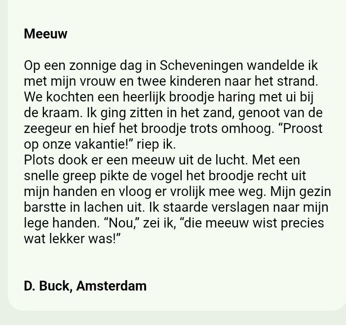 maraboe74's tweet photo. Het Ikje van vandaag: Meeuw. In het Ikje deelt een lezer een persoonlijk verhaal of anekdote in maximaal 120 woorden. Ook een Ikje insturen? Dat kan door te mailen naar ik@nrc.nl https://t.co/nao7HAIQFN