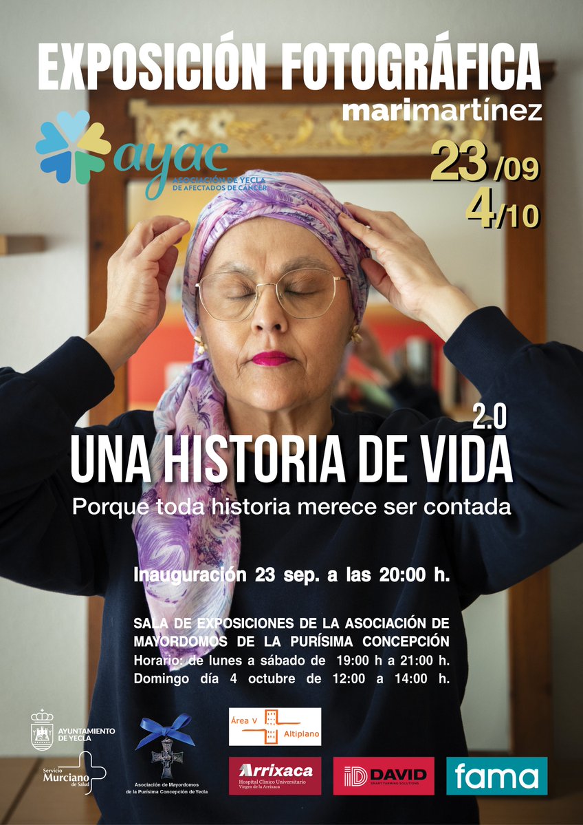 FiestasVirgen's tweet photo. El próximo miércoles 23 de septiembre a las 20:00 h, tendrá lugar la inauguración de la Exposición Fotográfica “Una Historia de Vida 2.0”, organizada por AYAC, que permanecerá abierta al público hasta el 04 de octubre.
@FiestasVirgen

➡️ Más información:
https://t.co/bCPrqTOGPy https://t.co/eKhXlHe6Rz
