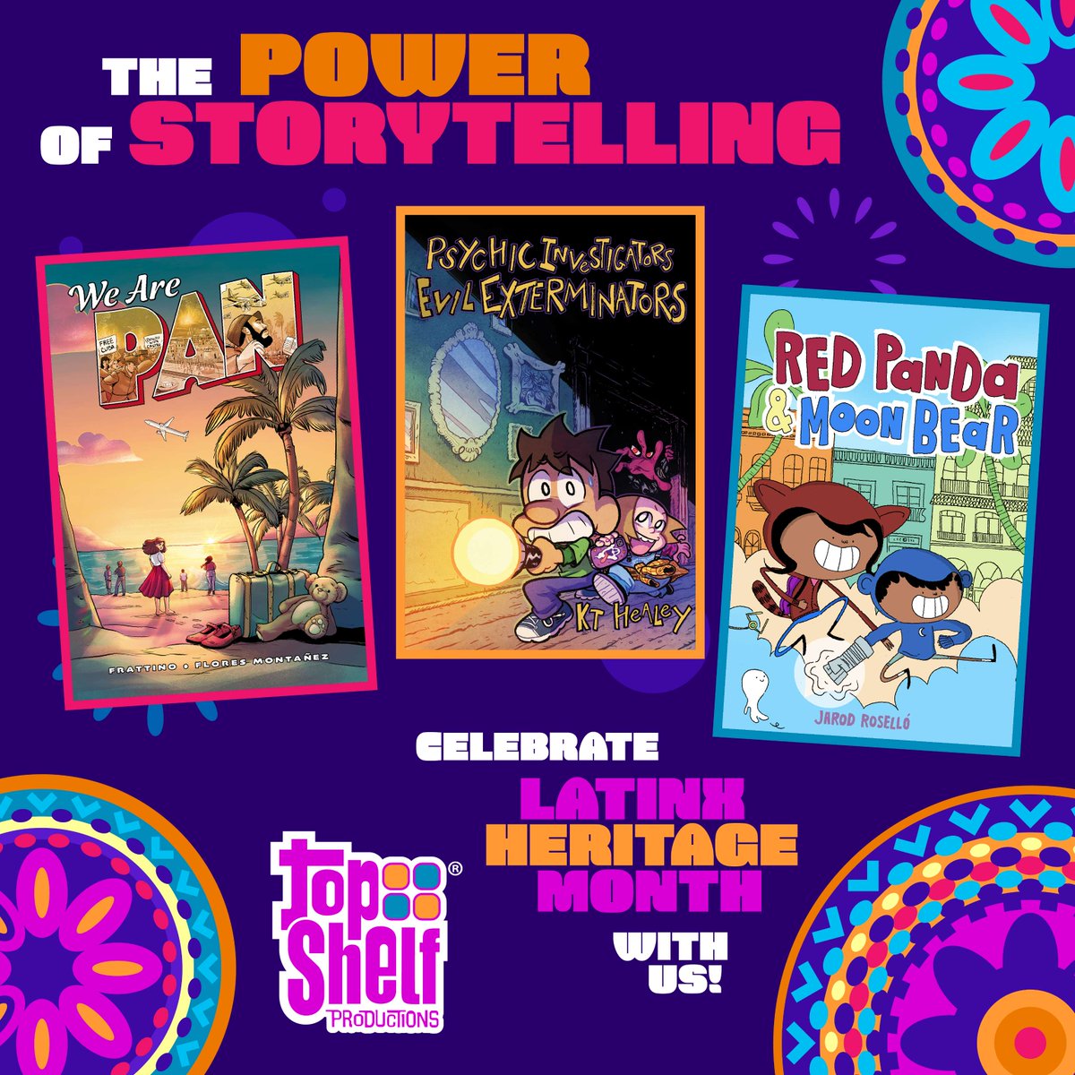 topshelfcomix's tweet photo. Happy #LatinxHeritageMonth!

The power of storytelling can take you to different worlds. Wherever your interests lie, discover new characters and voices in libraries and bookstores! 

#GraphicNovels #BookRecs @IDWPublishing https://t.co/Vb0XCRrfsk