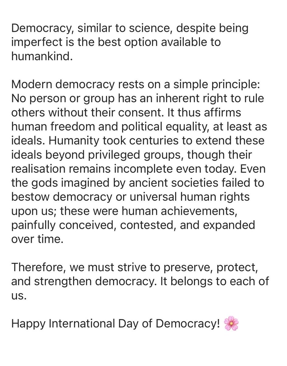 bkrishnan0's tweet photo. Happy International Day of Democracy! 🌸 https://t.co/8WCmKw9JaO