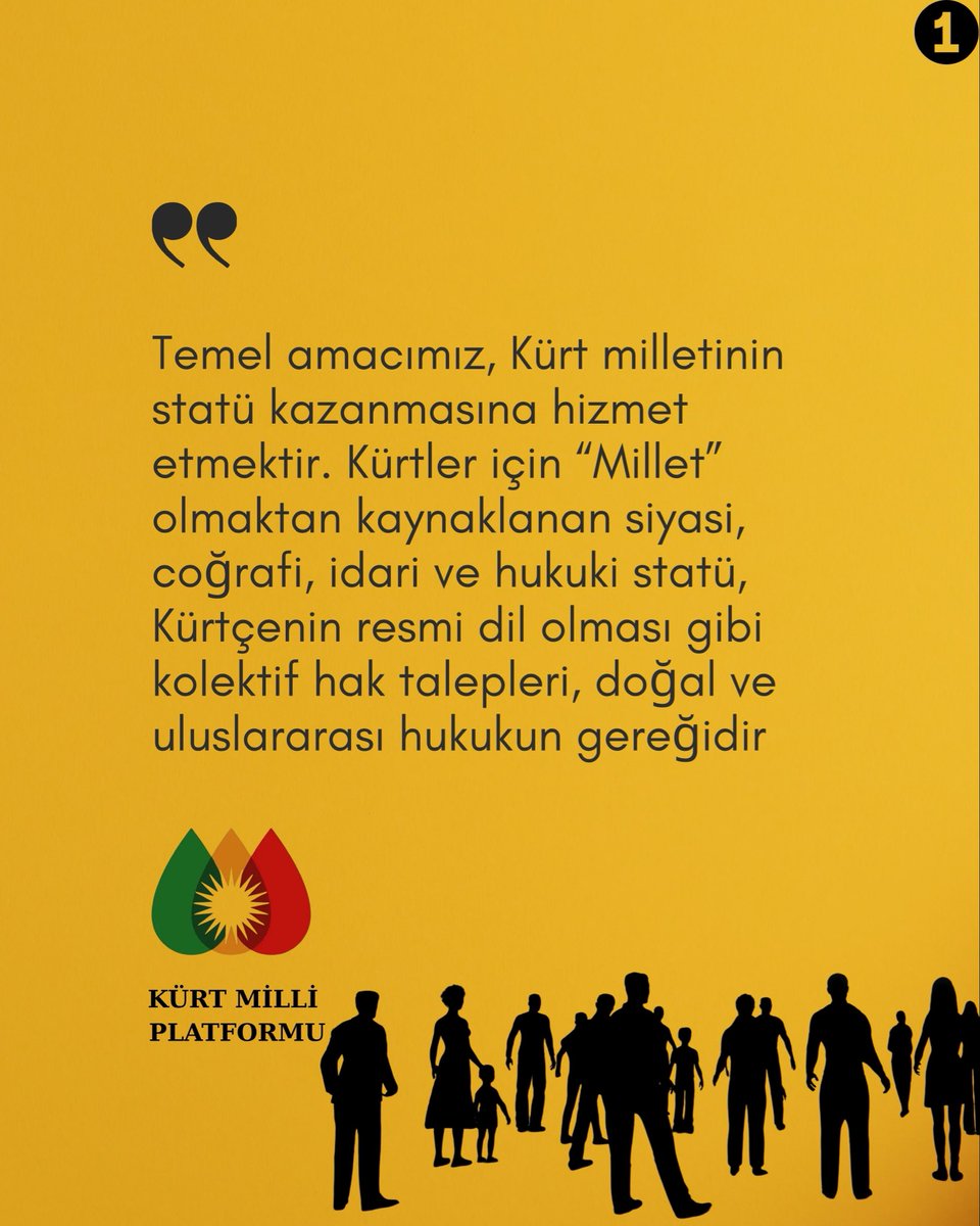 KurdMilli's tweet photo. Temel amacımız, Kürt milletinin statü kazanmasına hizmet etmektir. Kürtler için "Millet"olmaktan kaynaklanan siyasi, coğrafi, idari ve hukuki statü, Kürtçenin resmi dil olması gibi kolektif hak talepleri, doğal ve uluslararası hukukun gereğidir https://t.co/mY7ZQ9orE1