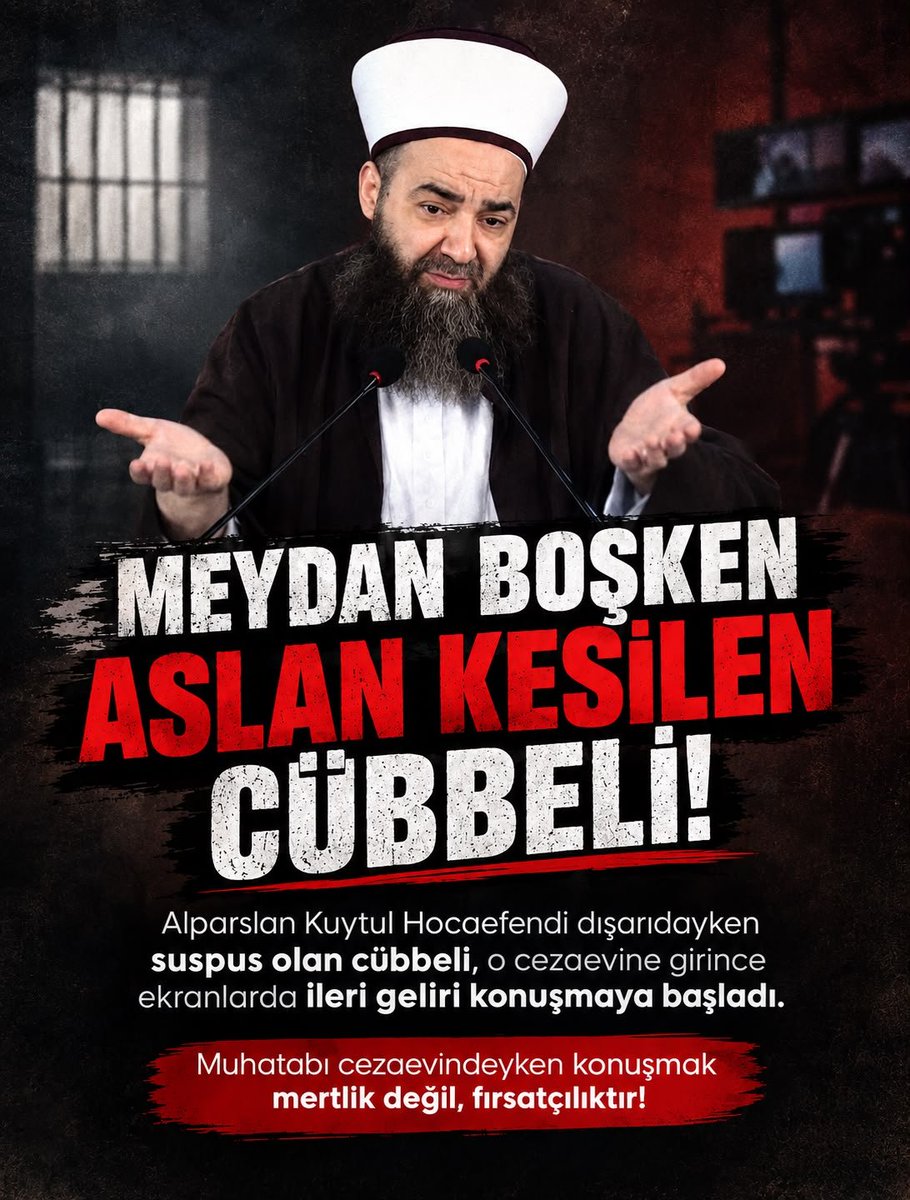 fhbtmn's tweet photo. Meydanı boşken Aslan kesilen Cübbeli! 
Alparslan Kuytul Hocaefendi dışarıdayken suspus olan Cübbeli, o cezaevine girince ekranlarda ileri geri konuşmaya başladı.
Muhatabı cezaevindeyken konuşmak mertlik değil, fırsatçılıktır! 
Korkak Cübbeli
#CübbelininGerçekYüzü
CübbelininIftiralarına Cevap