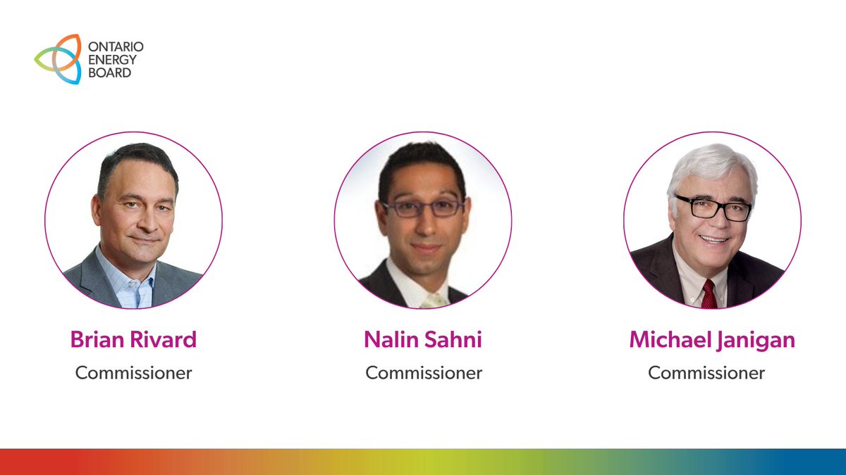 OntEnergyBoard's tweet photo. The OEB’s Board of Directors is pleased to announce the appointment of Brian Rivard and Nalin Sahni, and reappointment of Michael Janigan, as Commissioners. Together, they bring extensive expertise across energy, economics, law and public policy, further strengthening the OEB's adjudicative capacity.

🔗 Learn more: https://t.co/s15lU3TLfp

#OntarioEnergy #EnergyRegulation