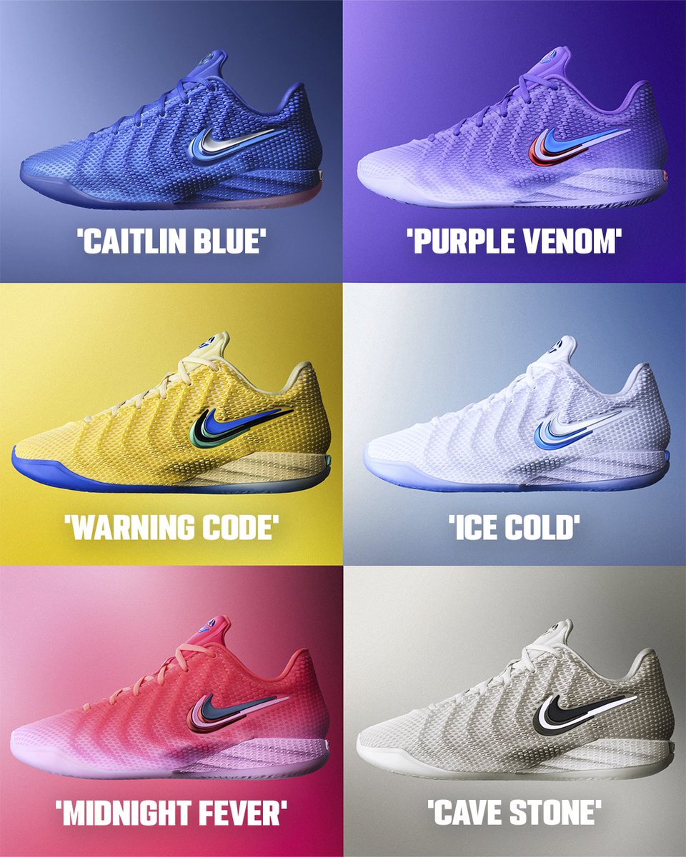 nicekicks's tweet photo. Upcoming Nike Caitlin 1 release dates 🗓️

🟡 Warning Code - October 1
🔵 Caitlin Blue - October 1
🥵 Midnight Fever - October 14
🪨 Cave Stone - November 3
❄️ Ice Cold - December 1
😈 Purple Venom - December 12 https://t.co/Lf1AEf6TOR