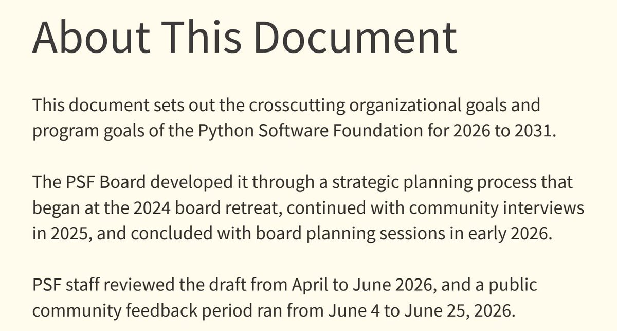 LundukeJournal's tweet photo. The Python Software Foundation has announced their “5 Year Strategic Plan”, setting Python’s goals through the year 2031.

A key goal?  You guessed it!  “Diversity and Inclusion”!

“Diversity and inclusion should be embedded in the execution of every [Python] activity … and applied as a critical evaluation criterion for organizational decisions.”

“[Diversity and Inclusion] is a lens applied to all decisions and activities.”

https://t.co/xXZX4JV90n