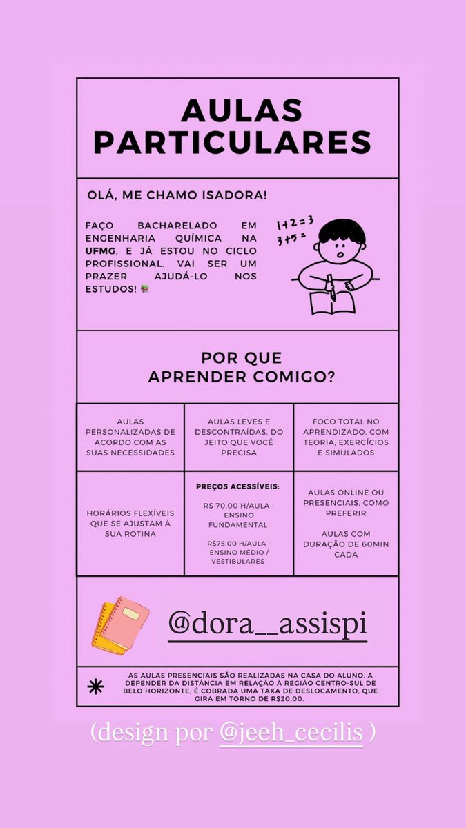wtft__dora's tweet photo. oiii!!

além de falar besteira no Twitter, eu também sou professora particular de exatas em Belo Horizonte!!

se alguém estiver precisando de aulas on-line ou presenciais, estou à disposição!

#enem #vestibular #studytwt #medtwt #fuvest https://t.co/hvsD4Spg0V