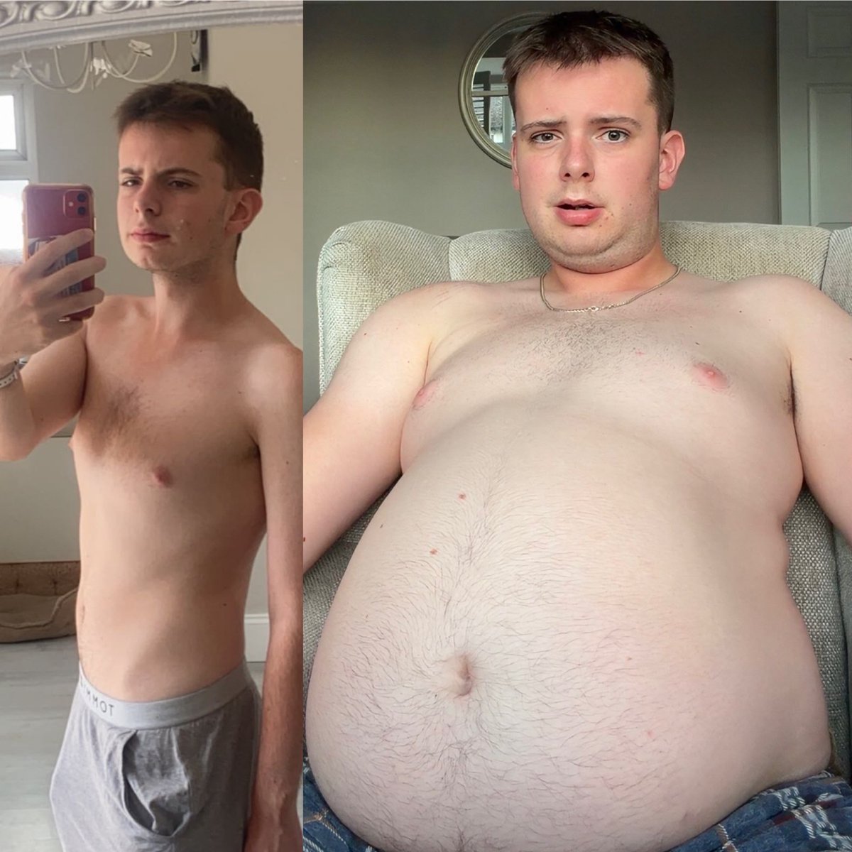Hanselblimp's tweet photo. 21 to 23, over 100 pounds gained and I feel the most confident I’ve ever been. There is a lot more to come and I thank all of you for being apart of the journey! 😁 https://t.co/raYx8NwADq