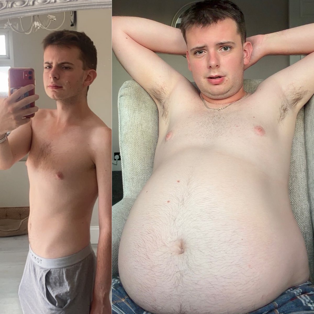 Hanselblimp's tweet photo. 21 to 23, over 100 pounds gained and I feel the most confident I’ve ever been. There is a lot more to come and I thank all of you for being apart of the journey! 😁 https://t.co/raYx8NwADq