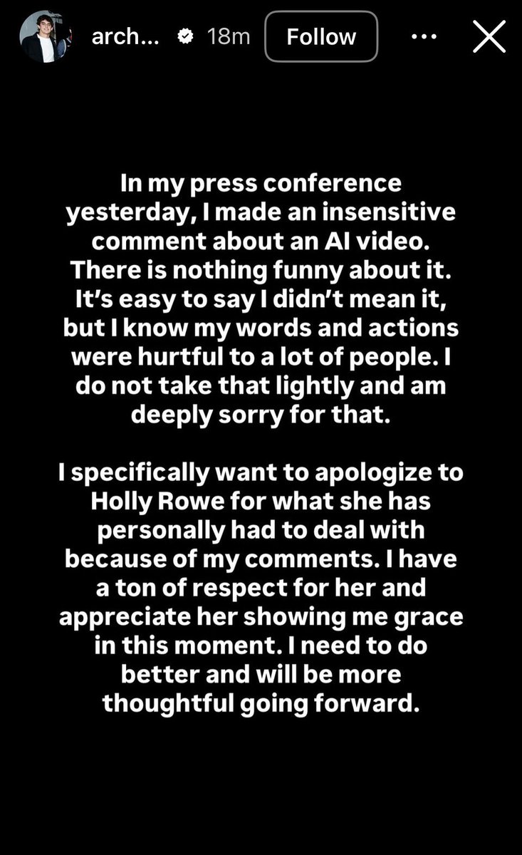 EricCHenry_'s tweet photo. Texas QB Arch Manning’s release a statement on his Instagram story following yesterday’s press availability. https://t.co/OpoJKcrV2N