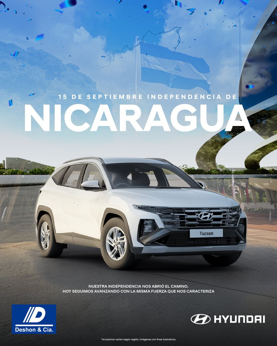 Hyundainic's tweet photo. Un camino que comenzó con independencia y que hoy seguimos recorriendo con orgullo. 🇳🇮
Celebramos nuestras raíces, nuestra identidad y la fuerza de seguir avanzando.
¡Feliz Día de la Independencia de Nicaragua! 💙🤍 https://t.co/tetVN6IEC1