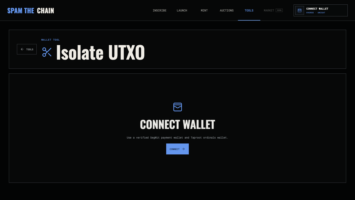 spamthechain's tweet photo. Need the first sats separated from a clean UTXO? Isolate UTXO lets you choose the output size and destination, then shows the network and service fees before signing. https://t.co/4ODKeBFN7e