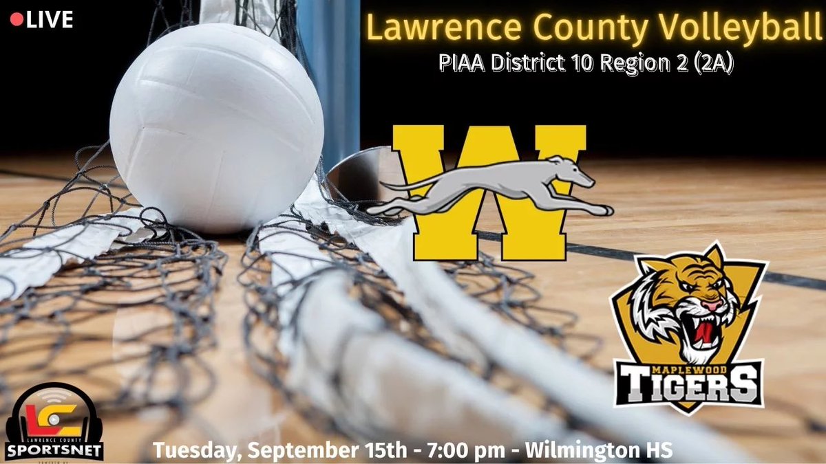 LCSportsNet's tweet photo. Girls Volleyball - #PIAA District 10 Region 2
Wilmington Greyhounds (3-1,0-0)
Maplewood Tigers (1-1,0-0)
🏐@WilmingtonGVB @maplewoodtigers
📍WAHS
🕰7p
🎥 WATCH LIVE on LCSN
📱Also on FB Live / @TribLiveHSSN
🎙@3SNdot
💻 https://t.co/Z9MgH4ViSc . https://t.co/evtmu06u9m