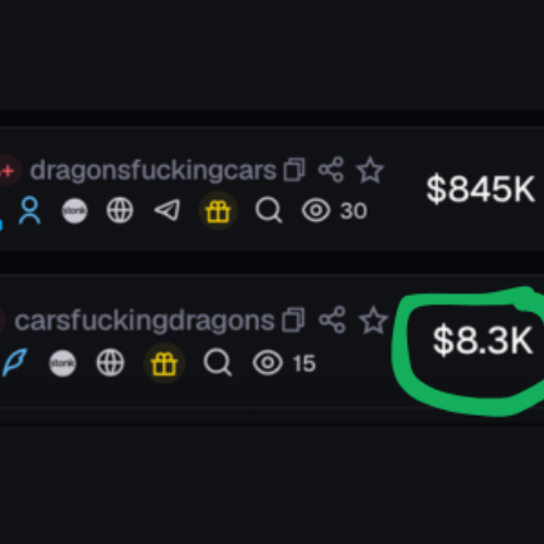 soopasykul's tweet photo. Dragon fcking cars at 900k - but theres literally a bigger reddit, cars fcking dragons and its sitting at sub 10k?!?!

H1fqKAqEkpgEQqBTXAs5ycAgQrCa3mcDrZV3LBFPnCY https://t.co/9nq9meijRc