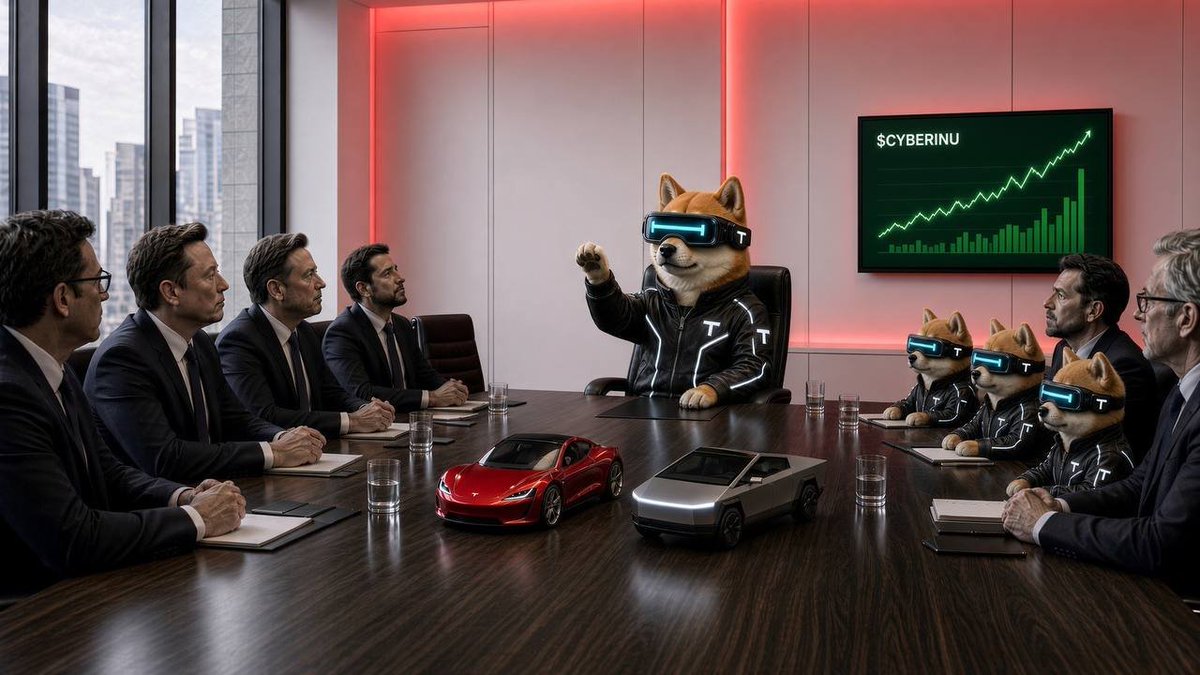 cyberinutsla's tweet photo. in a board meeting with em boys.

told em everything tesla is cyber and everything cyber is inu.

see cyber, see inu.

roger that 🐶

woof woof 🐶 https://t.co/F1IdLy9EOt