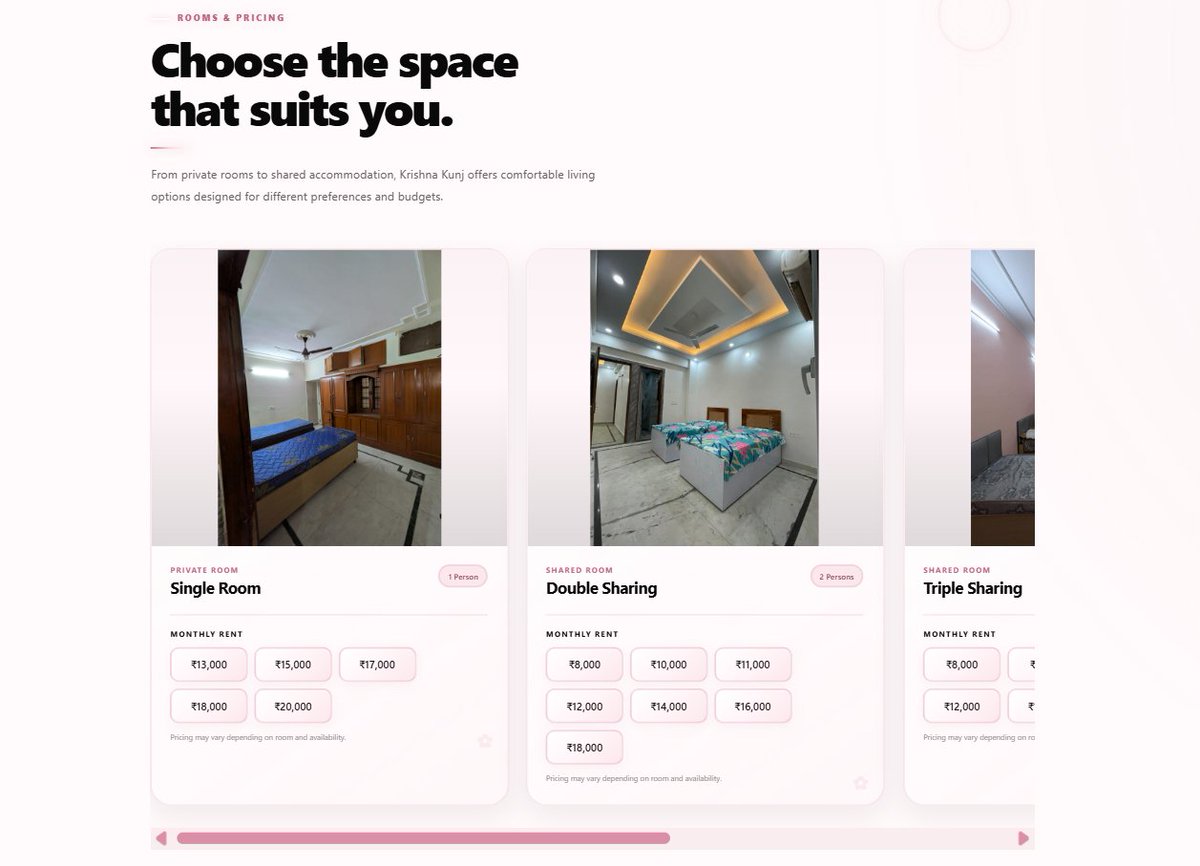 deepanshchand06's tweet photo. 🏠 Krishna Kunj PG — Client Project
🔗 Live Website: https://t.co/qvJ5uiEODl

Designed and developed a modern, responsive website for Krishna Kunj PG.

Tech: React.js • JavaScript • Vite • HTML5 • CSS3

#ReactJS #WebDevelopment #FrontendDevelopment #Vite https://t.co/Tj9AilXsga