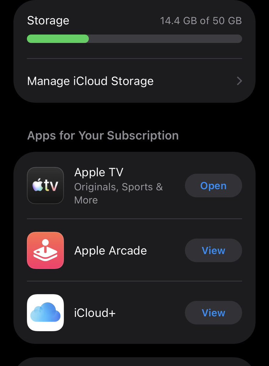 NedMusunglansky's tweet photo. So apparently on iOS 27 if you buy storage, you have access to Apple TV. https://t.co/KlkDbipabT