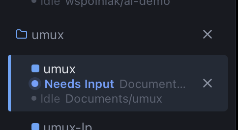 CrystalStudio02's tweet photo. 1/
Your agent has been waiting for permission for an hour. It looks like an agent that is working. umux 1.6.2 tells them apart: the moment your AI stops mid-task you get one ping, and the notification opens the panel it sits in. https://t.co/ApP8Jcj8ox