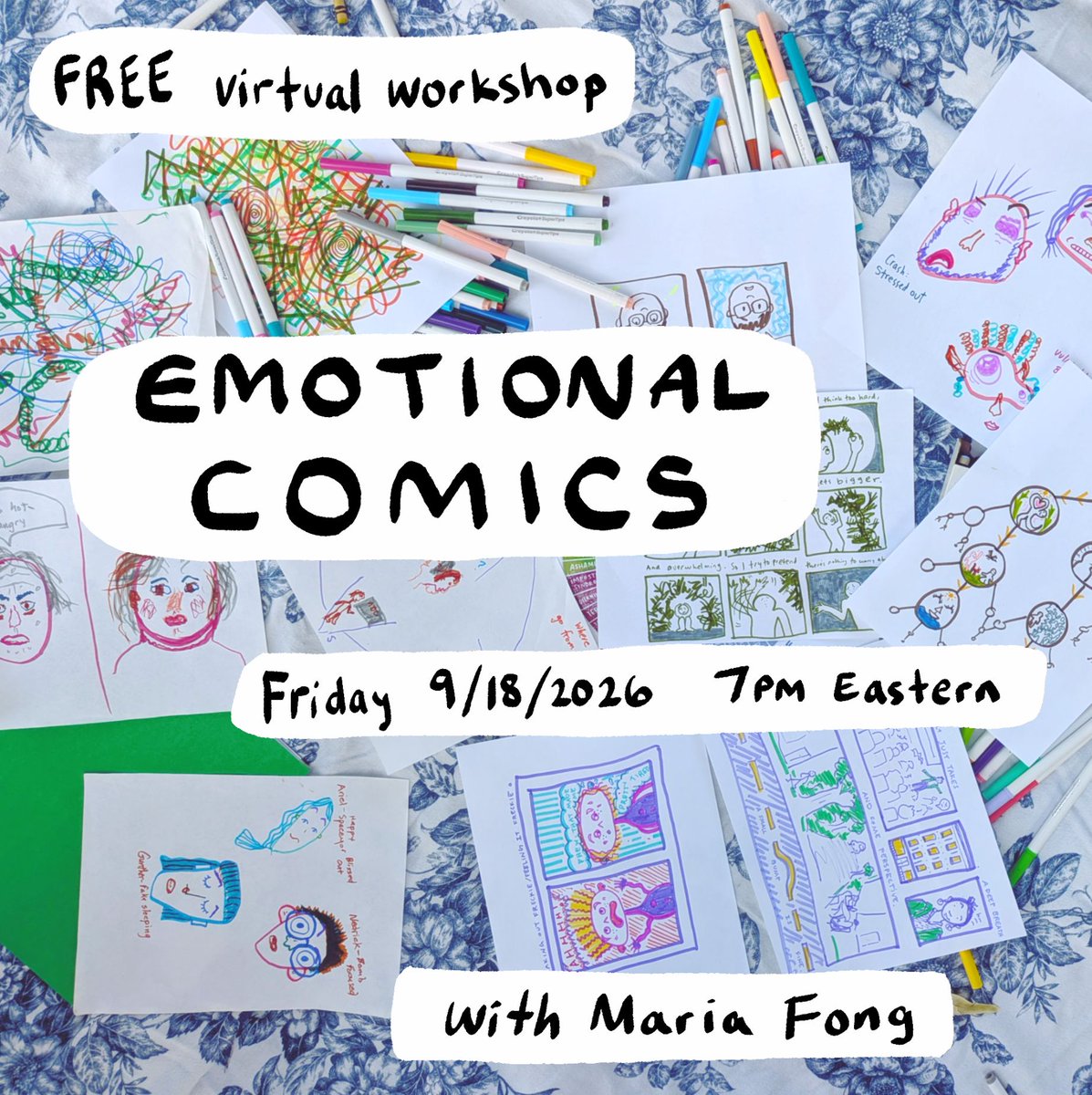 comicsworkshop's tweet photo. Join in on our next FREE and virtual *WE BELIEVE IN COMICS* Friday Night Comics Workshop: Emotional Comics with Maria Fong! 

September 18 @ 7PM Eastern/4PM Pacific. Link in bio!

—> https://t.co/iI5hzAV9CP https://t.co/sLNJwMJui4