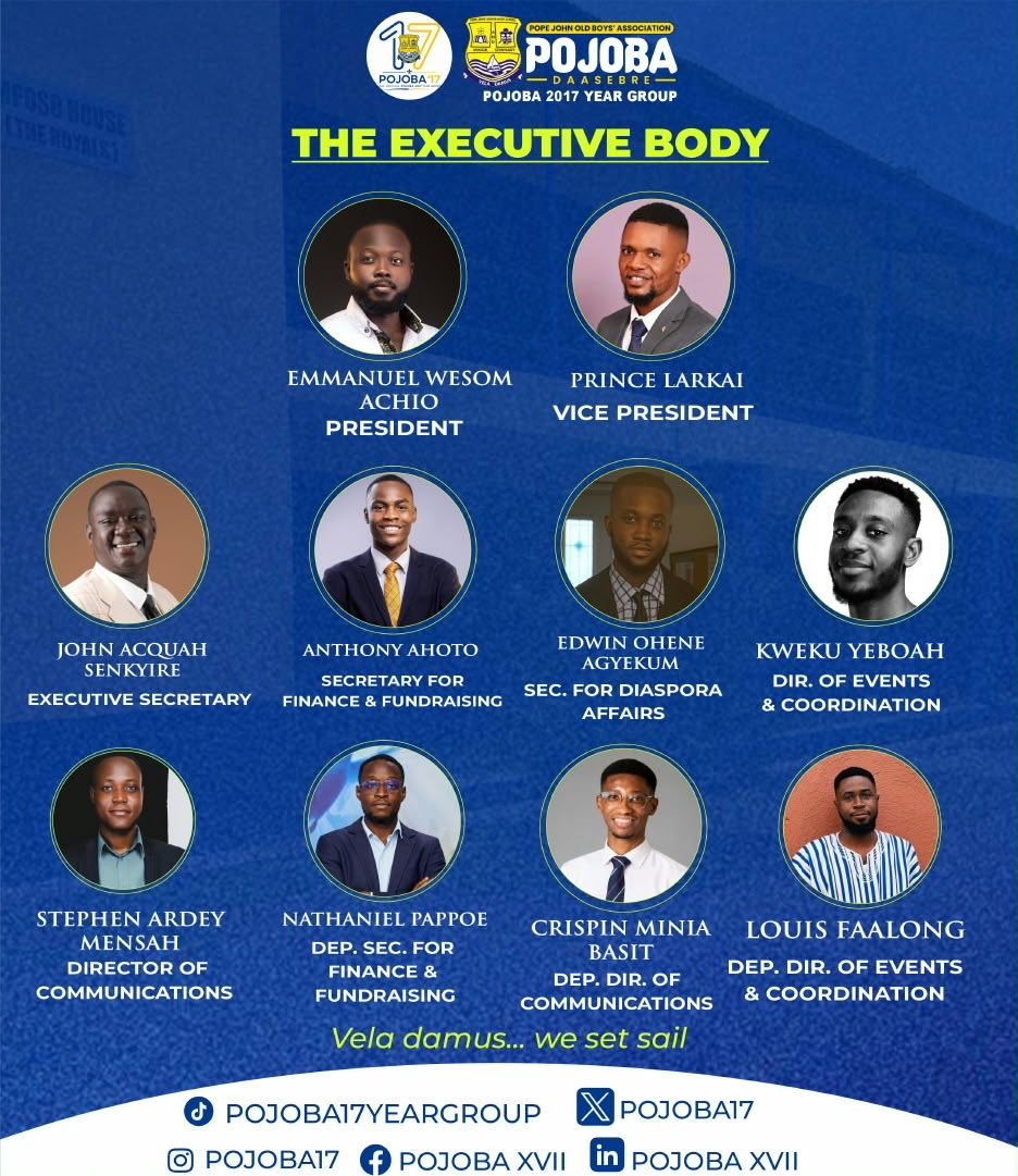 Wesom_Achio's tweet photo. A team committed to service and lasting legacy.

Our journey begins.

Vela Damus… we set sail! 💙💛

@pojoba17 @pojoba_ug @pojobaknust @Pojoba16 @thepopeschool https://t.co/n1y3CXHNgc