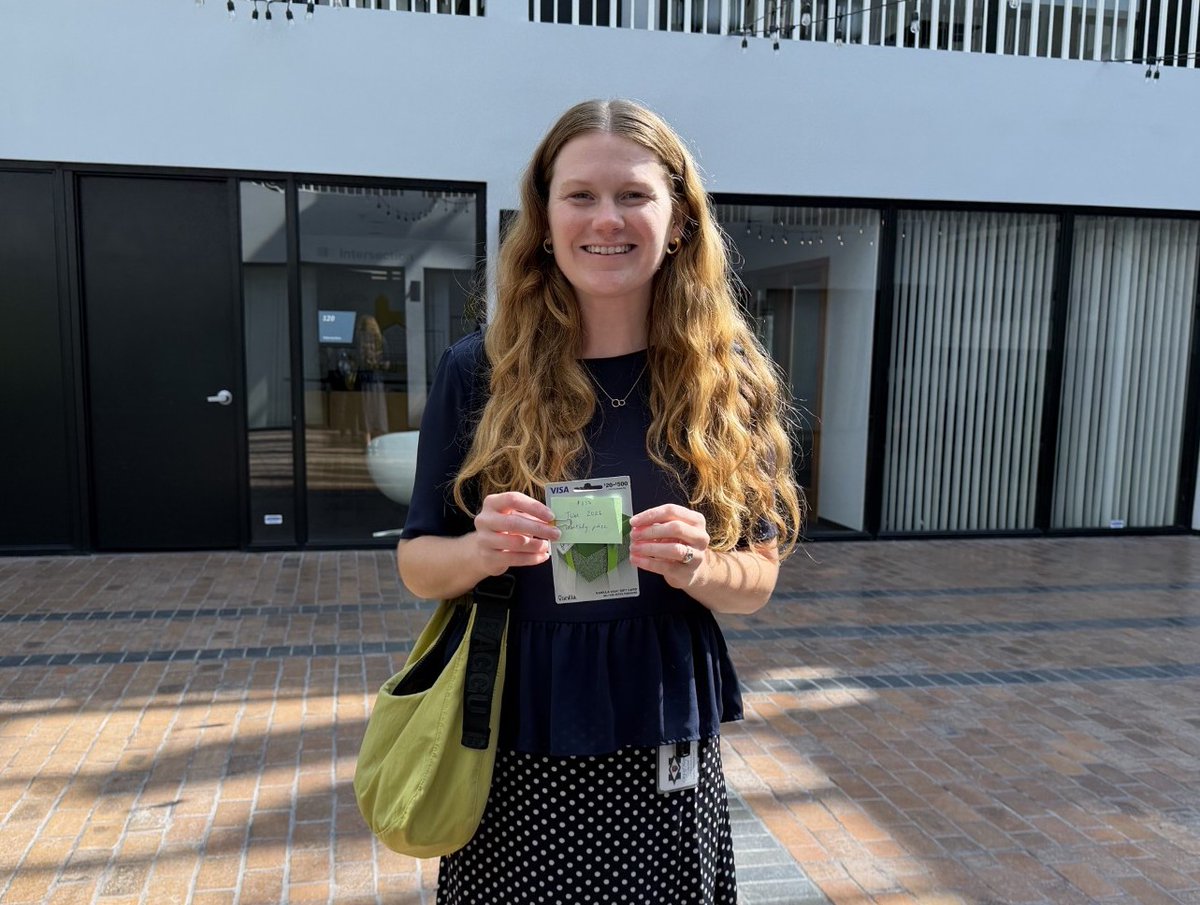 CommuterService's tweet photo. Congratulations to Sam Gallagher from the City of Hopkins, who received a $150 Visa gift card after her name was drawn for one of our monthly commuter pledge drawings. She pledged to telework and bike to work, and enjoys doing both

Read more &amp; pledge:
 https://t.co/ee7saaoKZu. https://t.co/Akt8OyY6mb