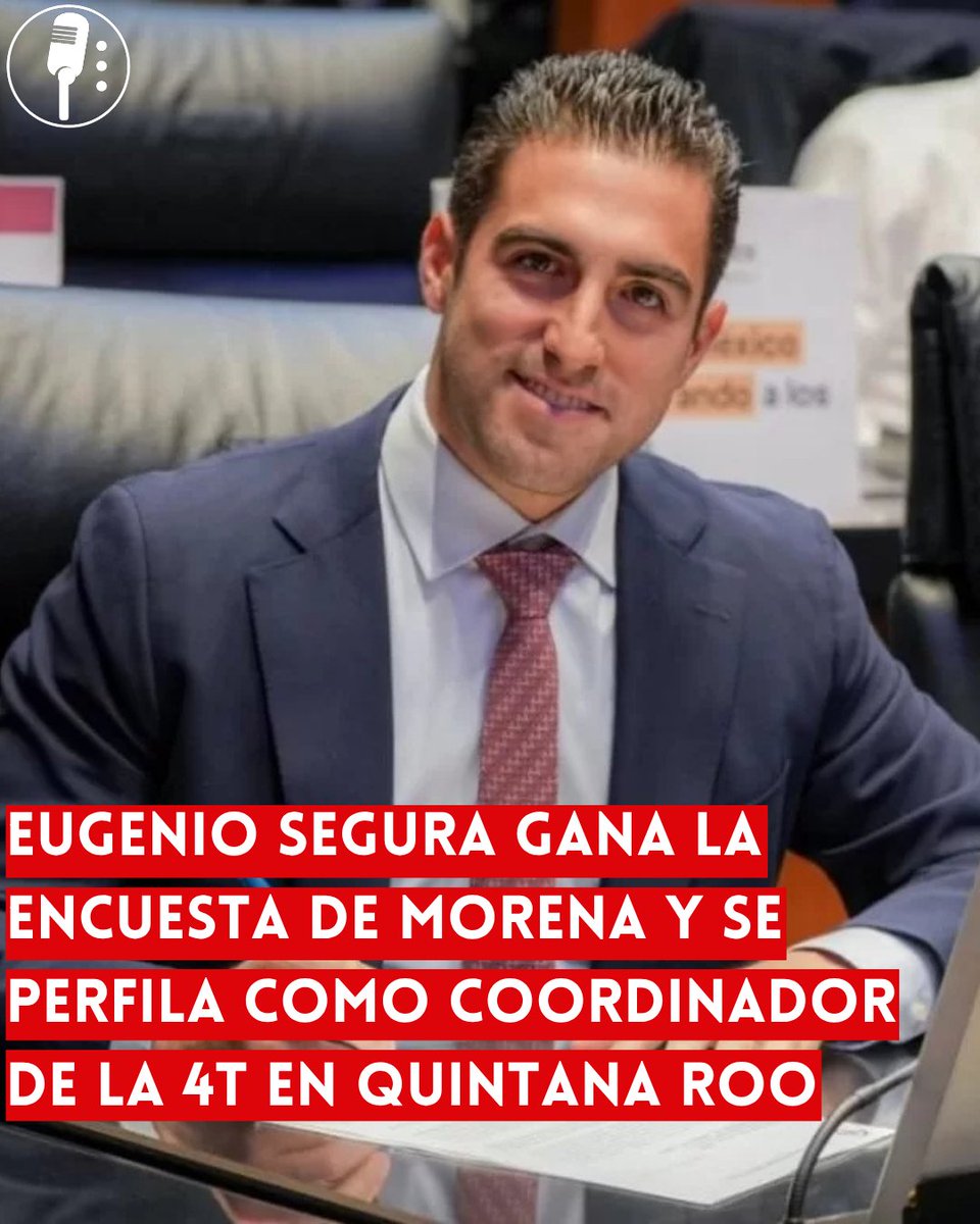YosoyPedrero's tweet photo. 🚨 OJO: EUGENIO SEGURA GANA LA ENCUESTA DE MORENA Y SE PERFILA COMO COORDINADOR DE LA 4T EN QUINTANA ROO

El senador morenista Eugenio “Gino” Segura se mantiene al frente de las preferencias internas de Morena rumbo a la elección de 2027 en Quintana Roo, donde busca convertirse en el perfil que encabece al movimiento de la Cuarta Transformación en la entidad.

Las mediciones más recientes colocan a Segura por encima de otros aspirantes morenistas como Ana Patricia Peralta y Rafael Marín Mollinedo. Una encuesta publicada en agosto le otorgó 35.2% de las preferencias dentro de Morena, frente a 22.7% de Peralta y 15.6% de Marín.

El posicionamiento del senador se suma a otros sondeos que también lo han colocado como uno de los principales contendientes para la candidatura de Morena a la gubernatura. Sin embargo, el partido todavía no ha formalizado la selección de su candidato y el proceso interno podría extenderse hasta diciembre de 2026.

Con este escenario, Eugenio Segura toma ventaja en la carrera interna de Morena en Quintana Roo y se perfila como uno de los principales aspirantes para encabezar a la 4T rumbo a 2027. La definición final dependerá del proceso interno que determine el partido.