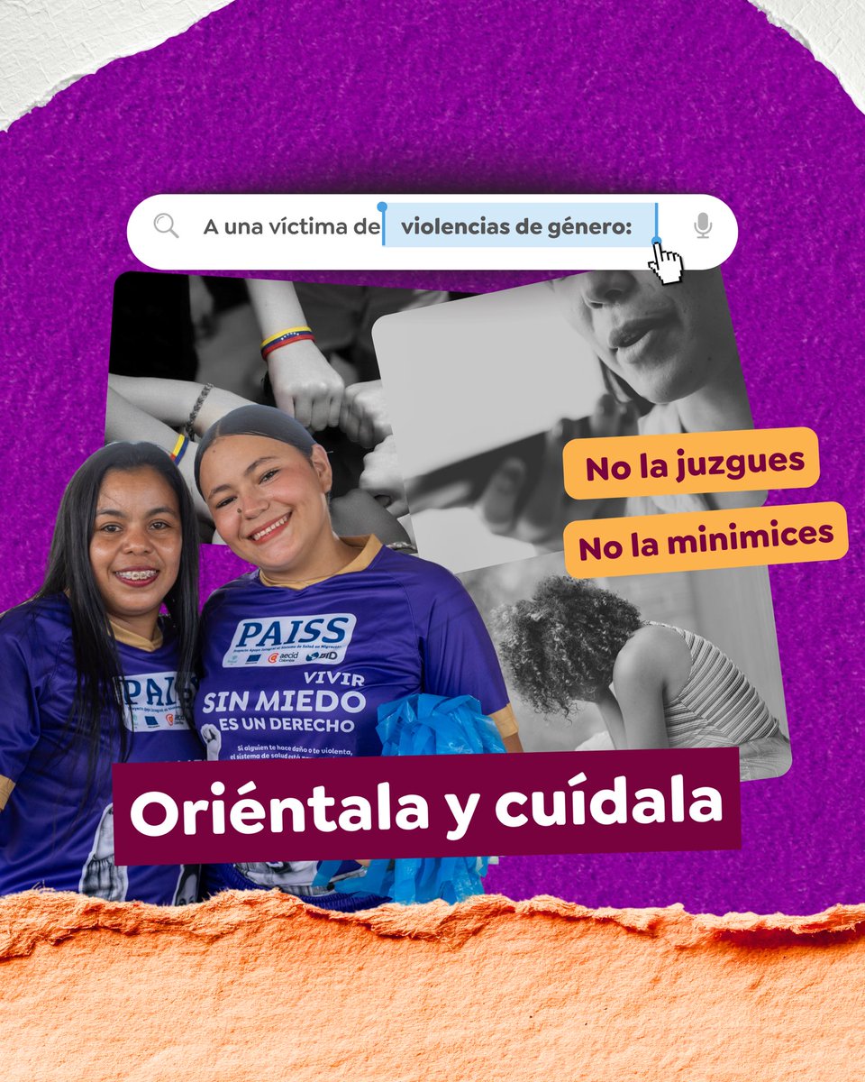 SecSaludCundi's tweet photo. Si alguien te cuenta que vive violencia, escúchala, créela y acompáñala.
Las violencias de género no son culpa de quien las sufre.
Acompañar también es cuidar.
#PAISSaludYMigración de @MinSaludCol 🤝 @UEenColombia y @AECIDColombia https://t.co/FCGXN7kcbv