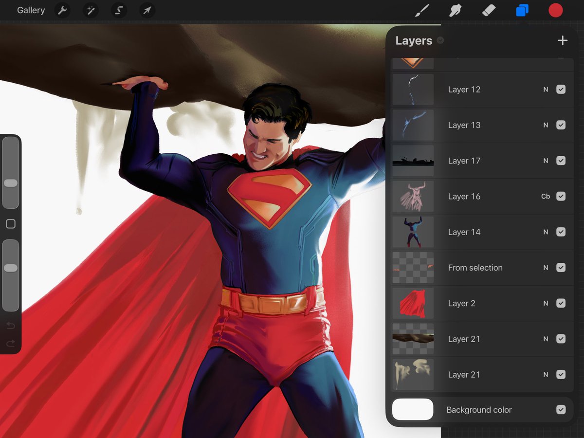 AtomikStylo's tweet photo. This Superman piece is turning out nicely but I’m dreading the inevitable typography phase https://t.co/rsckyehVAr
