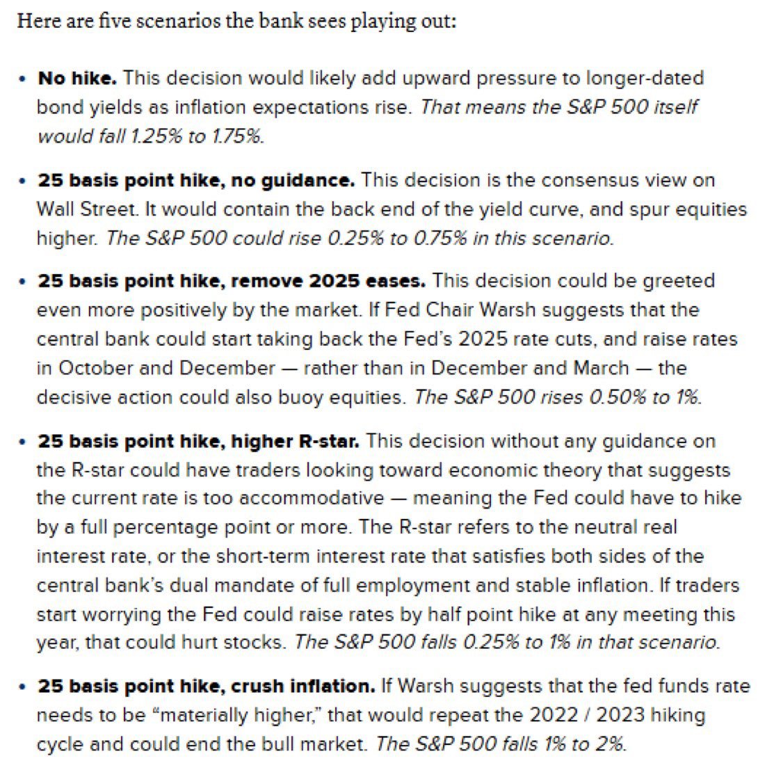 dawgbrake's tweet photo. @Investor_NICK_ JP Morgan's scenarios - hike and guide is the most bullish scenario https://t.co/MPFXHCmZZ3