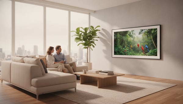ItsTheInventory's tweet photo. Samsung 98-Inch The Frame Art TV Review: Gallery Aesthetics: Samsung's 98-inch Frame LS03HE transforms into wall art with its matte QLED display. Design-first TV with Art Mode, 144Hz gaming, but trades picture quality. https://t.co/SGecI4oMpP #Samsung #ArtTV #QLED https://t.co/SSdPZOhfwN