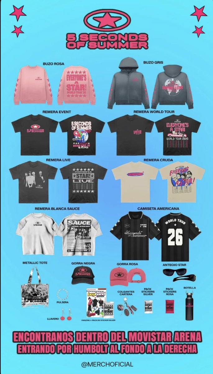 5SOSDATESLAT's tweet photo. Más merch disponible para el show de mañana (Ingresando por Humbolt) 

via merchoficial

#EASBuenosAires https://t.co/ZfGB1lq2L7