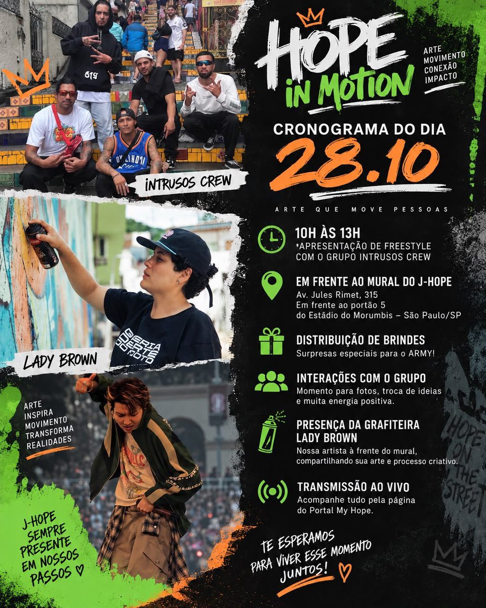 izaphilia's tweet photo. O #HopeInMotion já tem hora para começar!
Vem celebrar a cultura hip-HOPE com a gente!

 📍 Avenida Jules Rimet, 315
Em frente ao Portão 5 do Estádio do Morumbis — São Paulo/SP
⏰A partir das 10h https://t.co/wnkMfV3SQz