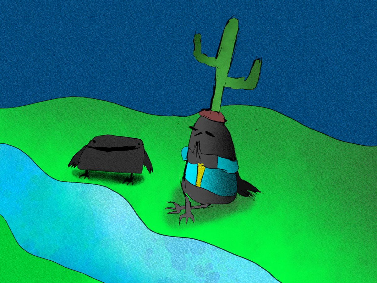 CorvusDotEXE's tweet photo. Day 7 of drawing YOUR badass crows until im at a professional level

This is Jimserene!
He's a crow who achieved inner peace by meditating near a lake!
It's been 7 days AND HE HASN'T MOVED AN INCH.
Oh right.
I forgor to add the crow that forgor, this is Jimgor.
#RowOfCrow #vtuber https://t.co/p8cNS1F2zp