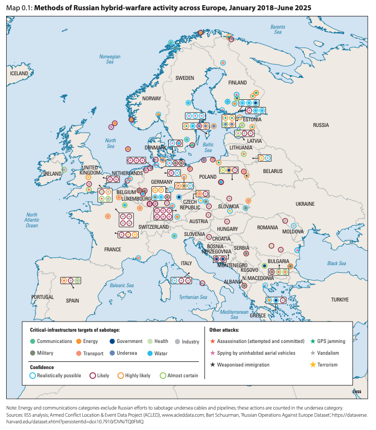 ianbremmer's tweet photo. russian hybrid-warfare activity across nato, 2018-2025

- iiss https://t.co/4YKya0OSD8