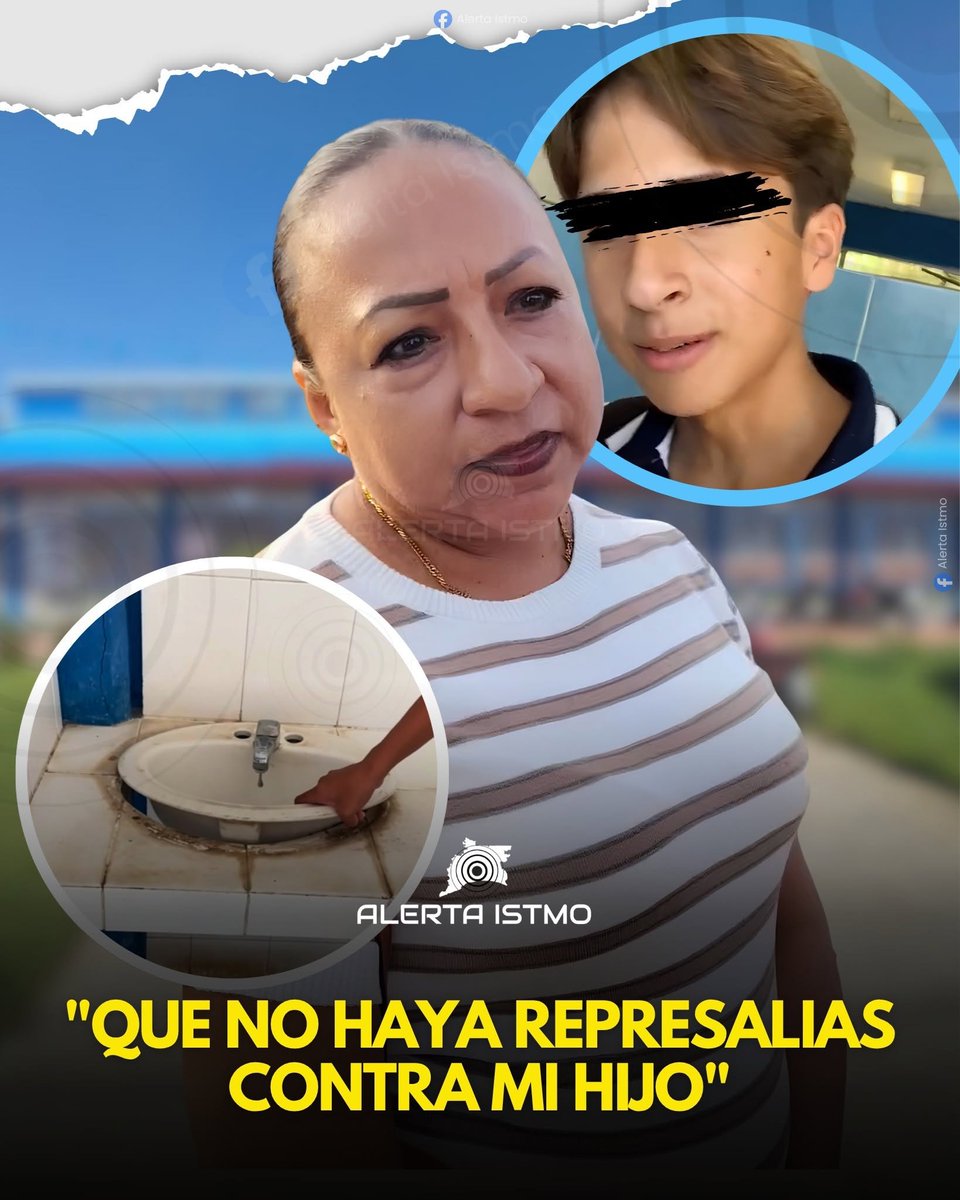 GARCIPAVON's tweet photo. MADRE EXIGE QUE NO HAYA REPRESALIAS CONTRA SU HIJO TRAS DENUNCIAR BAÑOS EN CETMAR 05 DE SALINA CRUZ, OAX.

“Para mi hijo, tanto dentro como fuera, los hago responsables, empezando por el director”, advirtió la madre de familia.

Ivonne Delgado, madre de un estudiante de tercer semestre del CETMAR 05 de Salina Cruz, Oaxaca, denunció que su hijo fue suspendido tres días por subir a redes sociales un video donde muestra las pésimas condiciones en las que se encuentran los baños de su plantel.

Contó que el viernes la mandaron a llamar a la dirección, donde le dijeron que, por petición del director y los profesores, su hijo ya estaba dado de baja por haber hecho público el problema y que tendría que firmar su baja definitiva.

Asegura tener grabaciones de audio que respaldan su denuncia del intento de expulsión.

Luego de que el video se hiciera viral, le informaron que ya no sería baja, sino una suspensión de tres días a partir de este martes 15 de septiembre.

La madre señala que la dirección tiene en total abandono la escuela y que no solo son los baños, los salones de la parte de atrás no tienen energía eléctrica, mucho menos ventiladores.

¿Castigo por decir la verdad?

✍️  Alerta Istmo  (Noticias)