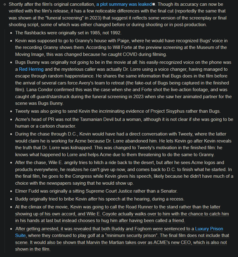 _itsamedfffaz's tweet photo. should be fine to post by now but here's what was cut from #CoyoteVSACME from a leaked plot summary shared online in March 2024 https://t.co/Llg8jxlLIB