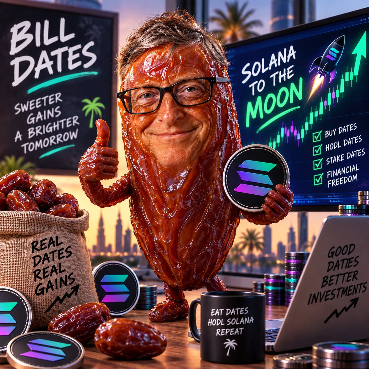 BillDatesSOL's tweet photo. Bill Gates? ❌
Bill DATES. ✅ 🌴

Built on Solana.
Powered by dates.
Destination: MOON 🚀

$DATES 🌴📈 https://t.co/elYJdiILu4