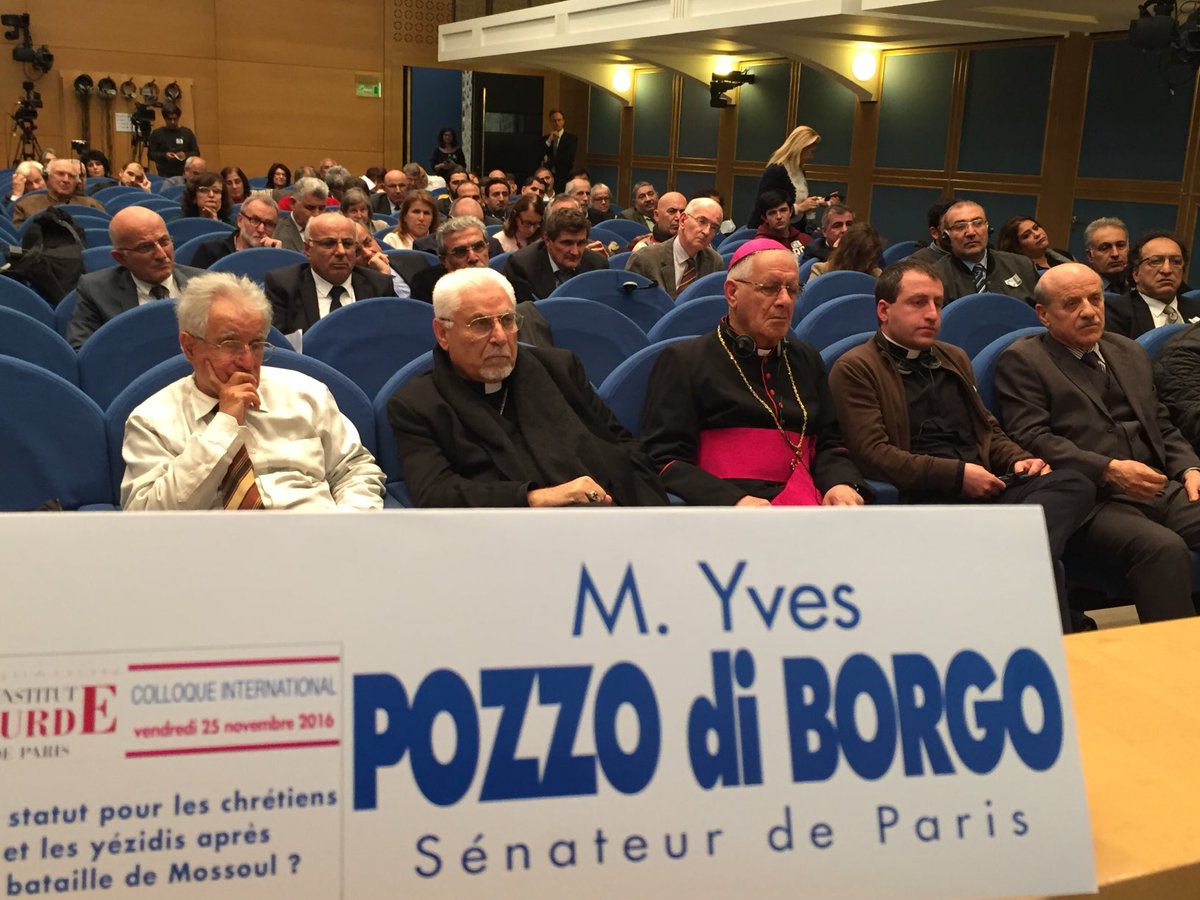 YvesPDB's tweet photo. Un colloque il y a 10 ans pour défendre les Chrétiens d’Orient et les Yezidis massacrés par Al-Jolani l’actuel Président non élu de Syrie soutenu et financé par Von der Leyen et Macron ! Ainsi va l’Histoire ! https://t.co/NjAigUz8uO