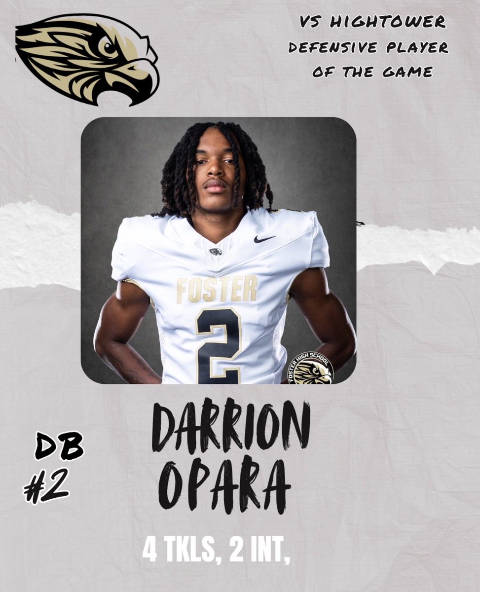 FosterFootball's tweet photo. Week 3 Player’s of the Week!! @AthleticsFoster @FosterHSNews @FHSABC_TX https://t.co/jYCzeZzPHt