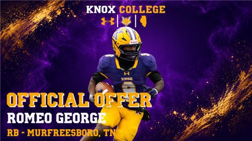 Romeo_RG3's tweet photo. AGTG,after a conversation with @CoachDoughtyp I’m blessed to receive my first offer from @FB_KnoxCollege 
@Rockvale_FB 
@counce20 
@CoachCrane_RHS 
@CSmithScout 
@OnTopAthletics https://t.co/0XEmWhPPbO