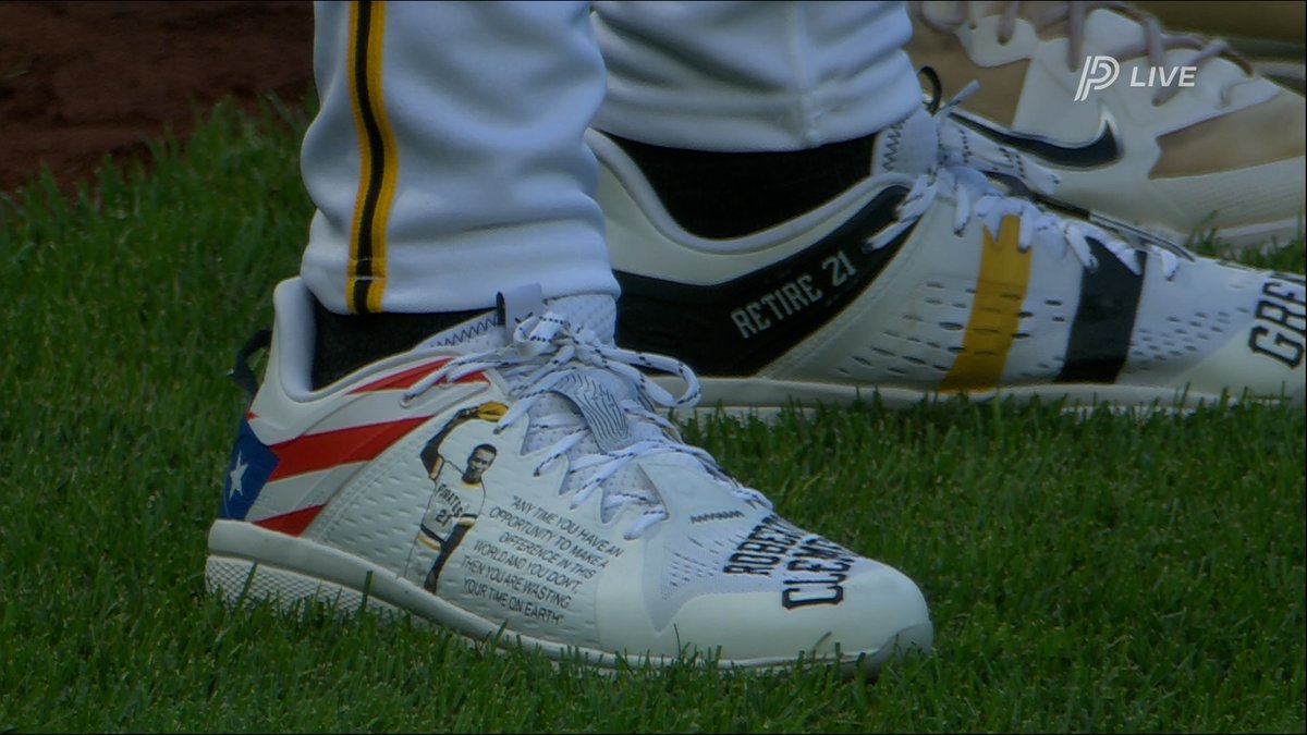 SNPittsburgh's tweet photo. Konnor Griffin's cleats tonight 🔥 https://t.co/7Nqb0cSrkC