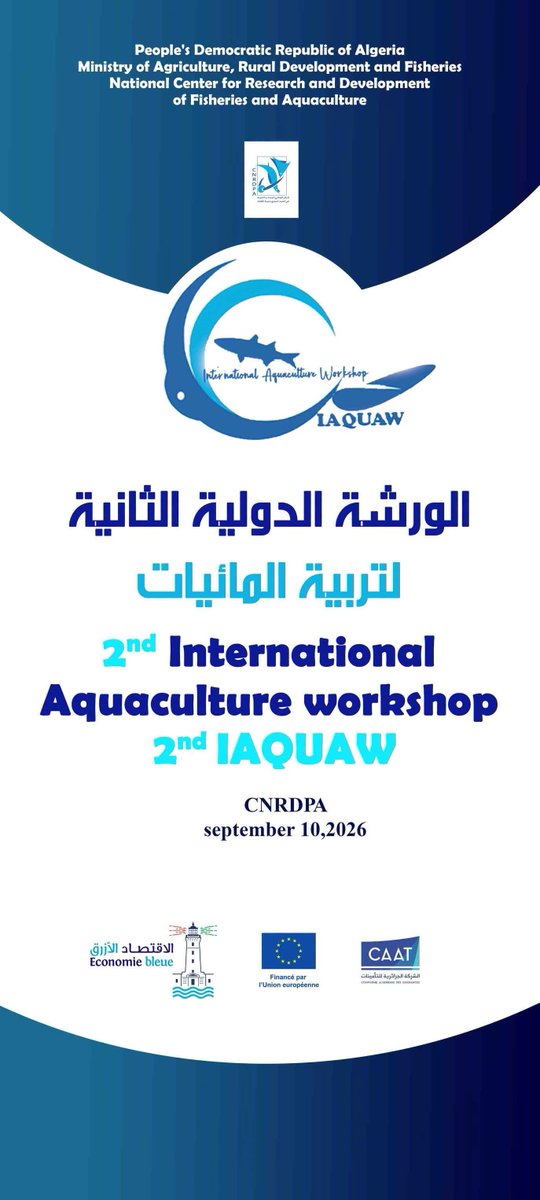 cnrdpa's tweet photo. Cnrdpa is organizing the second international workshop on aquaculture. The topic of this workshop is the European eel.
#cnrdpa
@UN_FAO_GFCM 
#Algeria https://t.co/KN1xj2iZu2