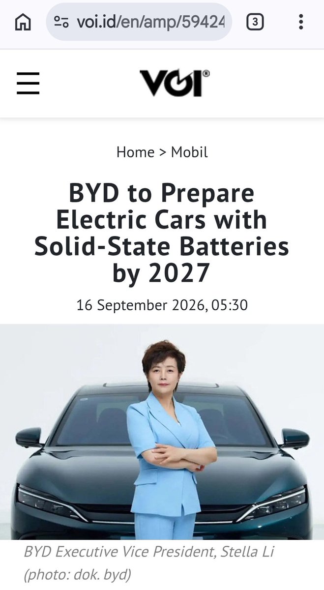 YellowStripeASX's tweet photo. #SolidStateBattery NEWS
⏩️@BYDCompany #BYD is in the forefront of the development and commercialization of solid-state batteries, with its FIRST ELECTRIC CAR USING THE TECH TARGETED TO LAUNCH IN 2027⏪️
$CRR ($19M MC)💥
ONLY #SolidState🔋PLAY IN #ASX
https://t.co/ekRZjrVaDz https://t.co/bsucbjtWAv