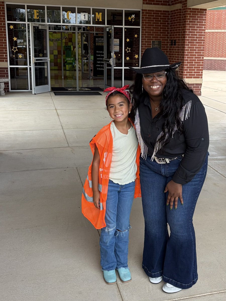 HutchisonElem's tweet photo. Leadership leveled up! Congratulations to Amelia on her promotion to Hornet Safety Patrol Leader! 🐝

After a full year of service, staff recommendation, and demonstrating our values, Amelia earned her orange vest and new leadership role. We are proud of you! #LCISDFreedomWeek https://t.co/D2ZgS42wk6