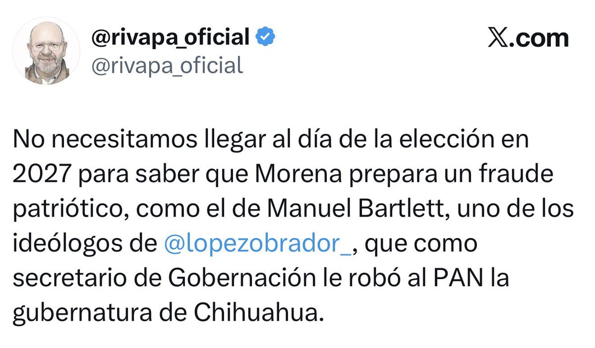 jgnaredo's tweet photo. El señor @rivapa_oficial, que siempre citas “fuentes muy cercanas a”, alucina ya de forma muy grotesca. 

Se han alejado completamente de la realidad (y ya ni se diga del periodismo).

La gente que los lee -que cada vez es menos- nomás lo hace para reírse.

No se humillen así. https://t.co/bjyAaH7UJx