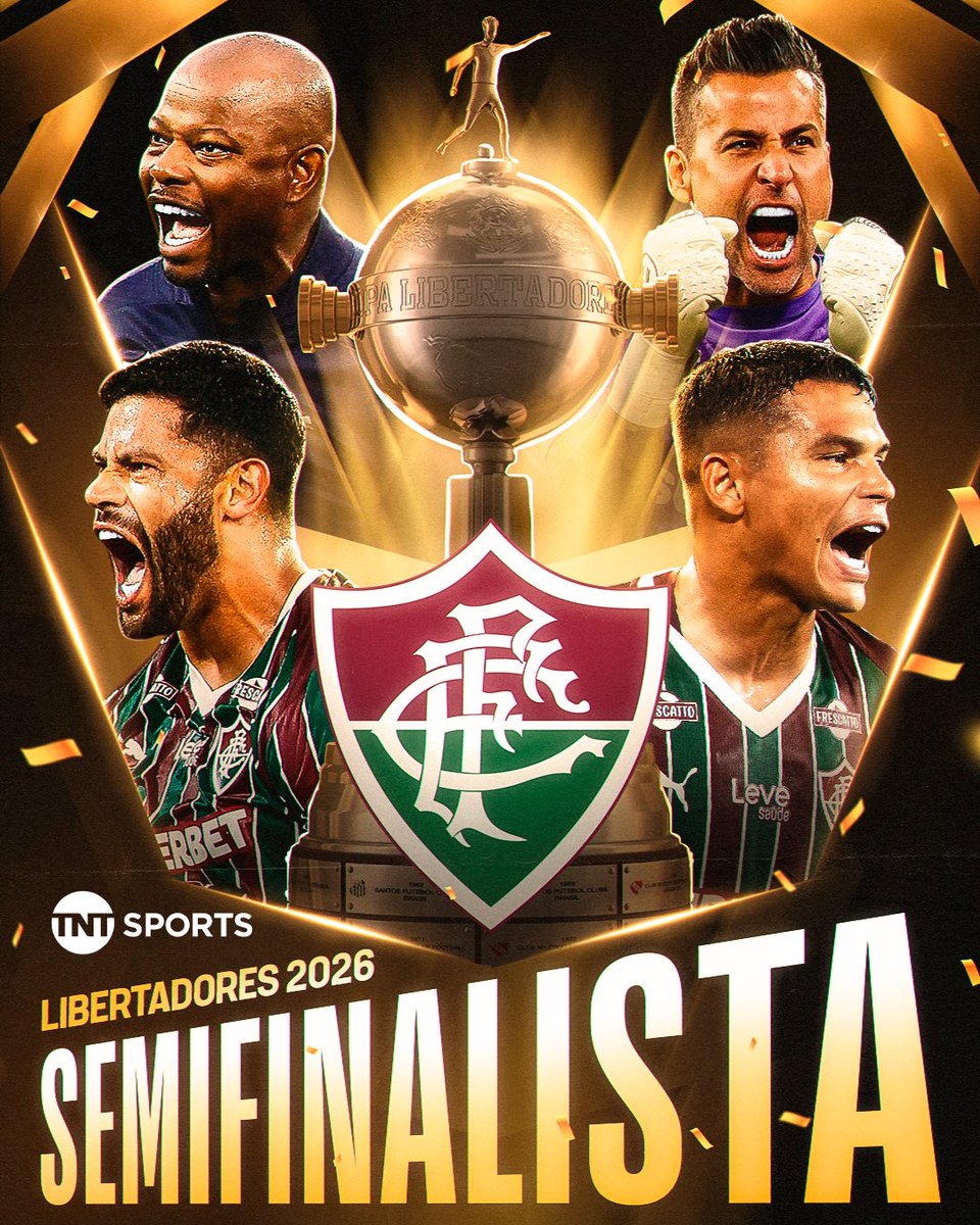 TNTSportsBR's tweet photo. O FLUMINENSE É SEMIFINALISTA!!! 🇭🇺🇭🇺🇭🇺 Pela 3ª vez na história, o Tricolor está entre os quatro melhores times da América do Sul! A equipe espera o vencedor de Palmeiras e LDU para saber seu próximo adversário na #Libertadores. #FBR https://t.co/DLLA2rGvLM
