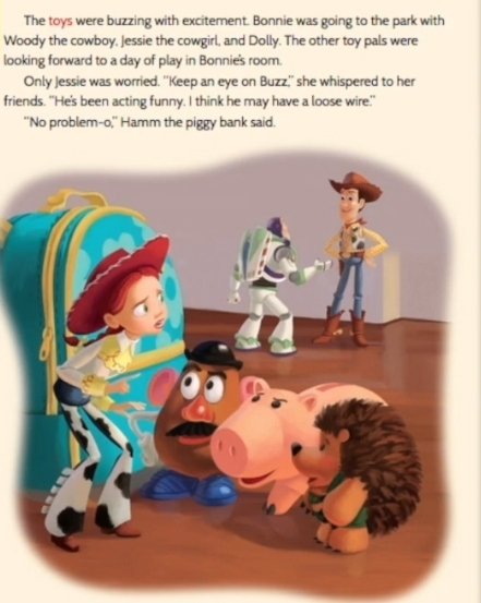 guessingdame's tweet photo. That one storybook where something was wrong with Buzz (loose wire maybe?) and the toys were panicking with the idea that Jessie would come home to see Buzz in worse shape. 

Everybody know she don't play about her spaceman. She'd go to war over that mf I'm crying 😭 https://t.co/WkHehAvaa1