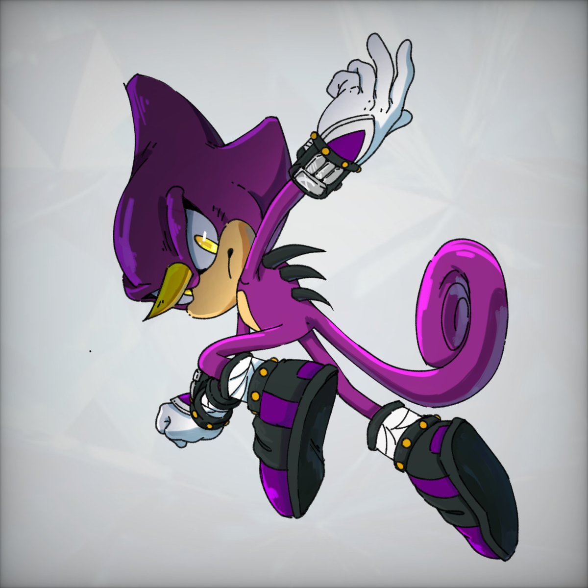 TrisXArt's tweet photo. Hi Sam, this is going to take longer than I thought due to school, but this is the progress so far. It's hard figuring out which style I should go for Espio. Your an artist, you know what to do Sam! https://t.co/ARin0MNROk